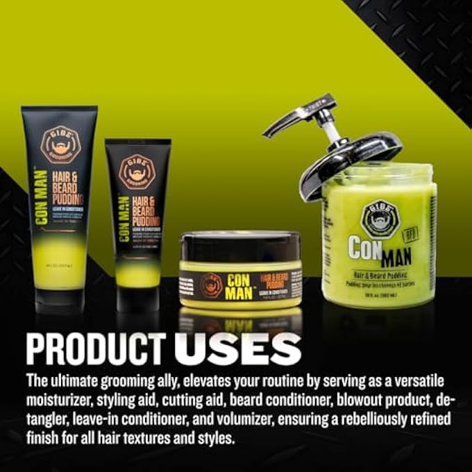 GIBS CON MAN HAIR & BEARD PUDDING - LEAVE-IN CONDITIONER, CURL DEFINER, 3.25 FL OZ - Image 2